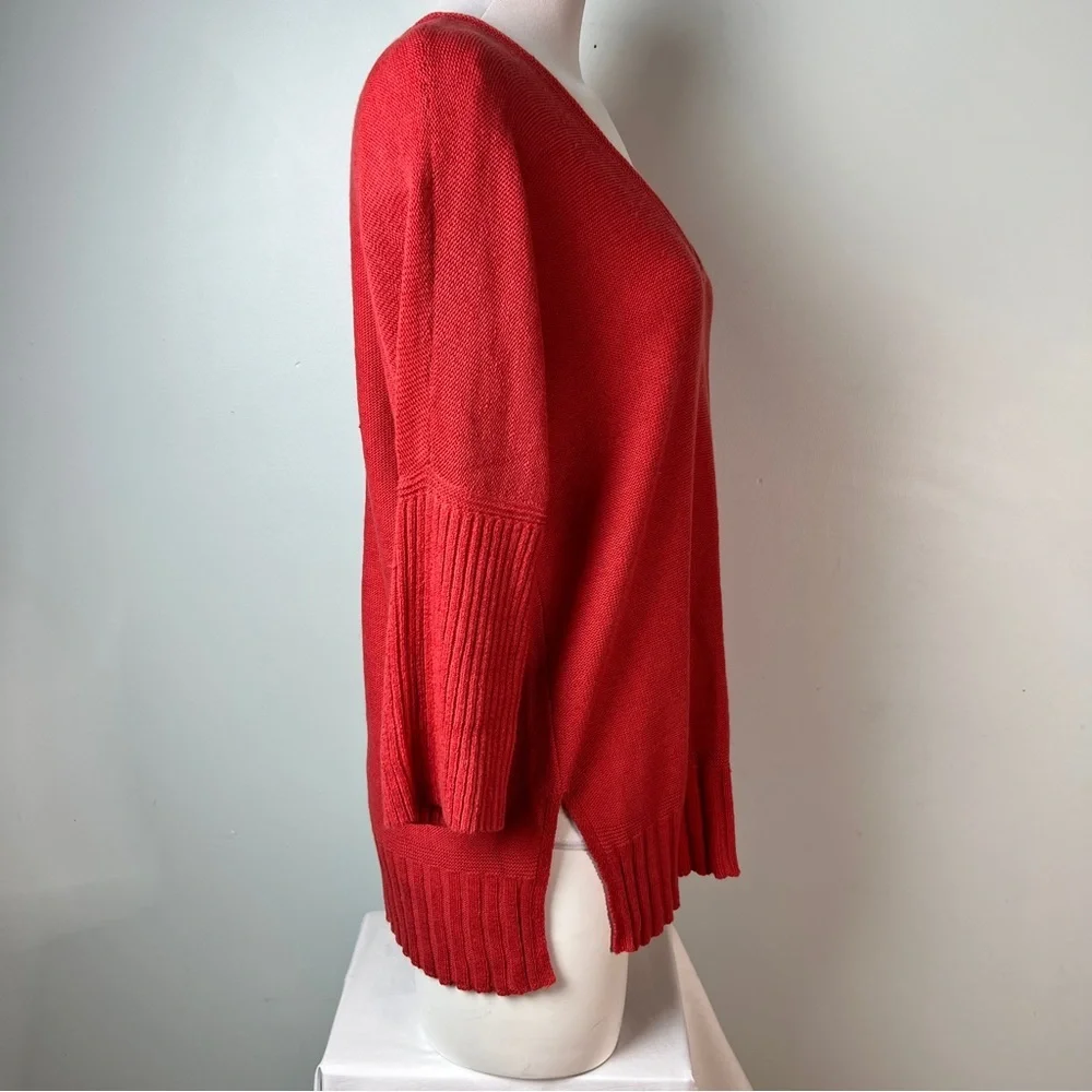 Moth Red Scoop Neck Sweater | Size Medium | Cotton Silk Blend | Anthropologie